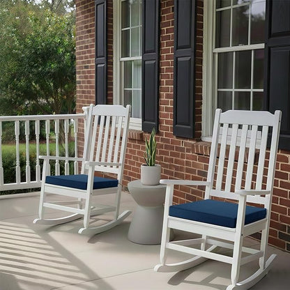 Outdoor Chair Cushions, Set of 4, 24 x 24 Inch, Navy Blue | Water Resistant, Fade Resistant, Patio Furniture Square Seat Replacement, Removable Cover with Ties, Non-Slip Bottom