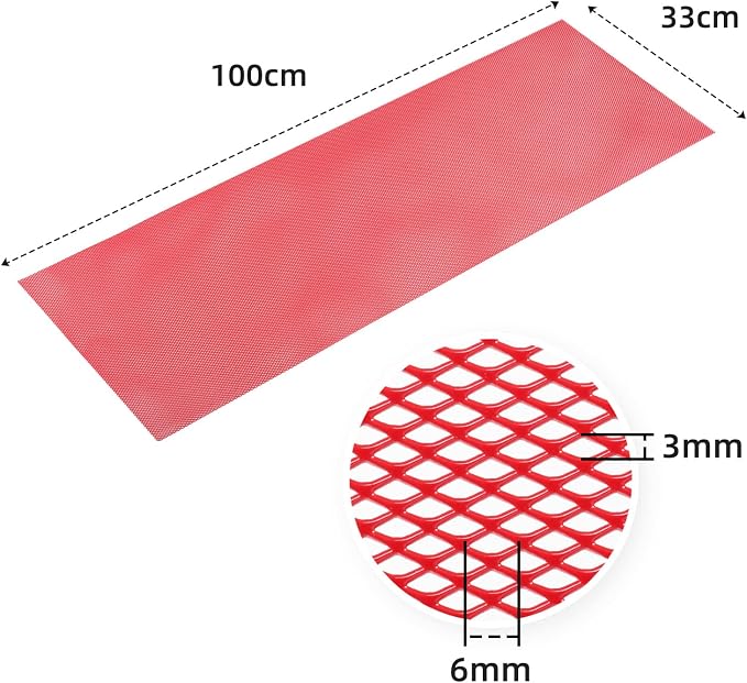 AggAuto Universal 40"x13" Car Grill Mesh 3x6mm Rhombic Hole Red | Aluminum Alloy Automotive Grille Insert Bumper, One of the Most Multifunctional Shape Grids 100x33cm