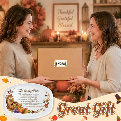 R HORSE Thanksgiving Melamine Platter Gift | The Giving Plate Reusable Serving Tray, Thanksgiving Serving Dish Plate for Turkey, Snack, Dessert, Dinner Party Supplies