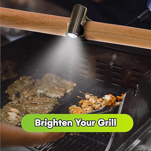 Rechargeable LED Grill Light for Big Green Egg Handle - 150 Lumen Rotatable Night Lights for Illuminated Cooking - Outdoor Grilling Accessory, USB Charging - 3x3-Inch, Black