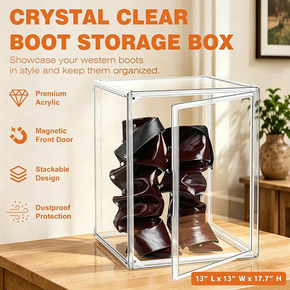 Extra Large Clear Storage Box for Cowboy Boots,Helmets,Large Handbag | For western style boots, motorcycle helmets, handbags, collectibles & seasonal storage while keeping everything organized