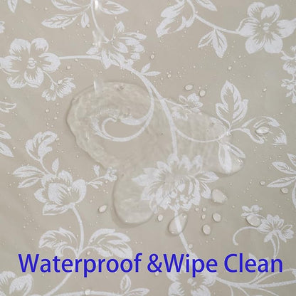 Heavy Duty Vinyl Tablecloth with Flannel Backing Waterproof Oil-Proof Plastic Table Cloth Stain-Resistant Wipeable Rectangle or Square Table Cover for Indoor and Outdoor (Beige Floral,54x54 Inch)