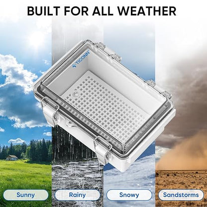 TICONN Outdoor Electrical Box Waterproof, Junction Box IP67 ABS Plastic Enclosure with Hinged Cover with Mounting Plate, Wall Brackets, Cable Glands (Off-White, 17.7"x13.8"x7.9")