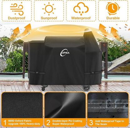 600D Heavy Duty Pellet Grill Cover for Pit Boss Austin XL & Rancher XL, Waterproof Wood Pellet Smoker Cover with Windproof Buckles, UV Resistant, No Tear, No Fading