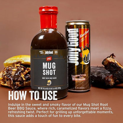 PS Seasoning Mug Shot Root Beer BBQ Sauce – Smoky & Caramelized Flavor – Marinade, Glaze, Dip & Finishing Sauce for Ribs, Pulled Pork, Burnt Ends, Chicken Wings & More