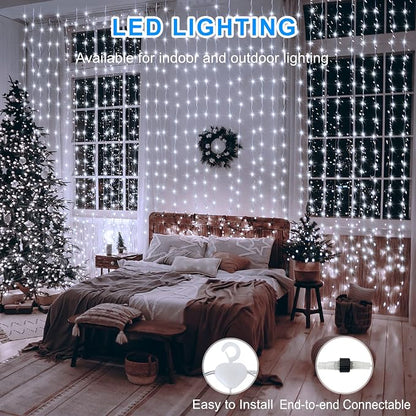 600 LED Curtain Lights 20Ftx10Ft Dual Color Changing Lights with Remote | Timer Connectable Christmas Lights Curtain Plug in Outdoor Waterproof for Bedroom Backdrop Decor, Cool White & Multicolor