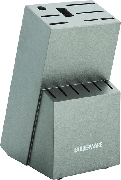 Farberware 15-Piece Knife Block Set, High Carbon Stainless Steel Kitchen Knife Set with Graphite Block, Chef Knife, Bread Knife, Santoku, Steak Knives, and Sharpening Steel