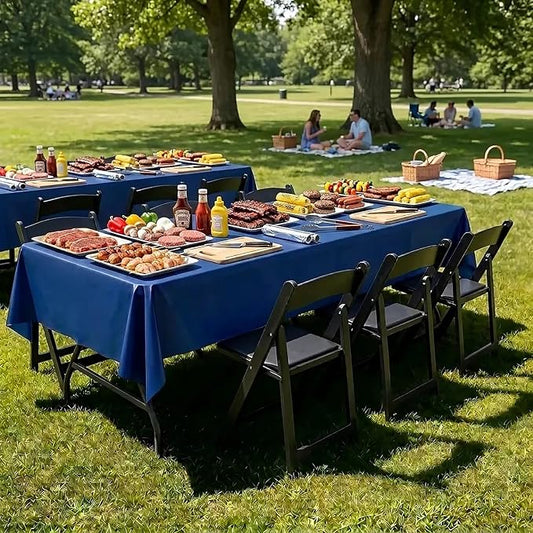 Smiry Disposable Table Cloth 3 Pack, 54 x 108 Inch Waterproof Plastic Tablecloth, Decorative Rectangle Table Covers for Party, Birthday, Picnic, Navy