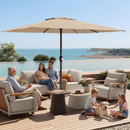 AreShark 8' x 10' Rectangle Patio Umbrellas for Outdoor, Outdoor Table Umbrella, Large Outdoor Patio Umbrellas with 8 Sturdy Ribs for Pool, Garden, Market (Beige)