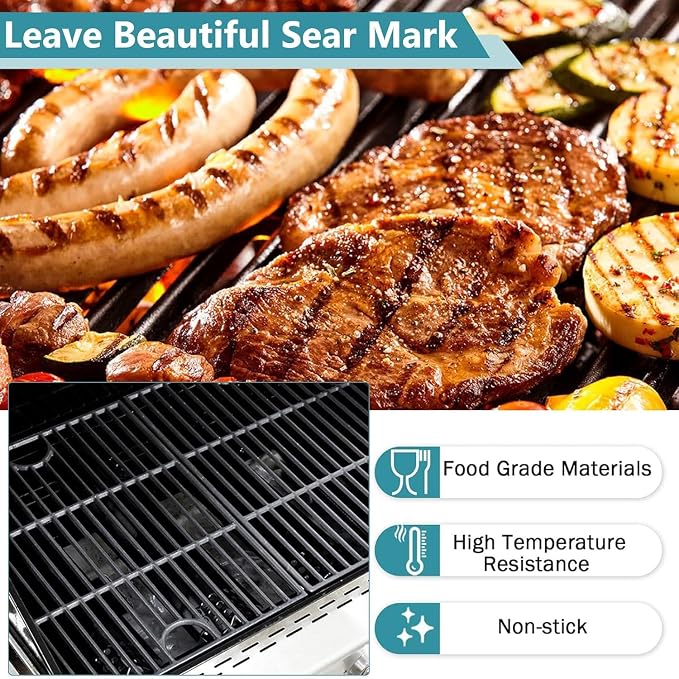 Criditpid Grill Replacement Parts for Nexgrill 6 Burner 720-0896B, 720-0896, 720-0896E, 720-0896C, 730-0896, Cast Iron Grill Grates, Heat Plates, Burners Tubes & Ignitors for Nexgrill Evolution Grills