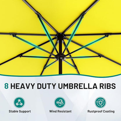 AreShark 12 FT Patio Umbrella for Outdoor, Outdoor Table Umbrella with Crank, Outdoor Patio Umbrellas with 8 Sturdy Ribs, Patio Umbrellas for Market, Garden, Pool (Yellow)