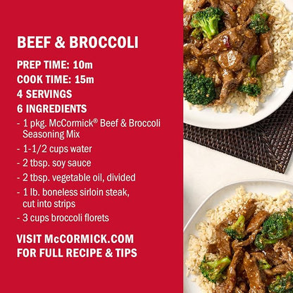 McCormick Seasoning Mix, Beef & Broccoli, No Artificial Flavors, For Restaurant-Style Beef & Broccoli in Just 25 Minutes, 1.37 oz (Pack of 12)