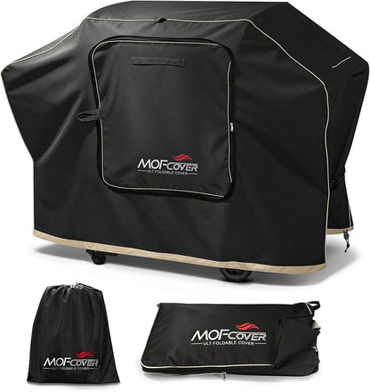 Exclusive Foldable 72 inch Grill Cover, 600D Heavy Duty Large Outdoor BBQ Cover for 6 Burners Grill Weber Nexgrill CharBroil Monument, Black