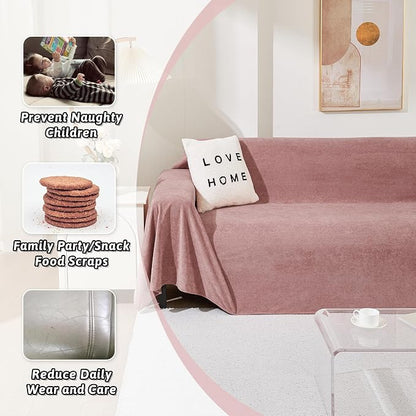 MEETSKY Couch Covers for 3 Cushion Couch Sofa Washable Cat Scratch Proof Sectional Couch Covers L Shape Sofa Cover Slipcovers Couch Furniture Protector for Pets Dogs Kids, 91" x 118", Pink