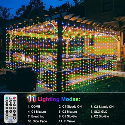 600 LED Curtain Lights 20Ftx10Ft Dual Color Changing Lights with Remote | Timer Connectable Christmas Lights Curtain Plug in Outdoor Waterproof for Bedroom Backdrop Decor, Cool White & Multicolor