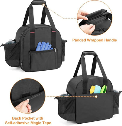 GRAOSO Camping Grill Bag Compatible with Coleman Fold N Go Grill & Stove, Portable Gas Stove Carrying Case with 2 Side Pockets for 1lb Propane Cylinders, and Tools Pockets, Black