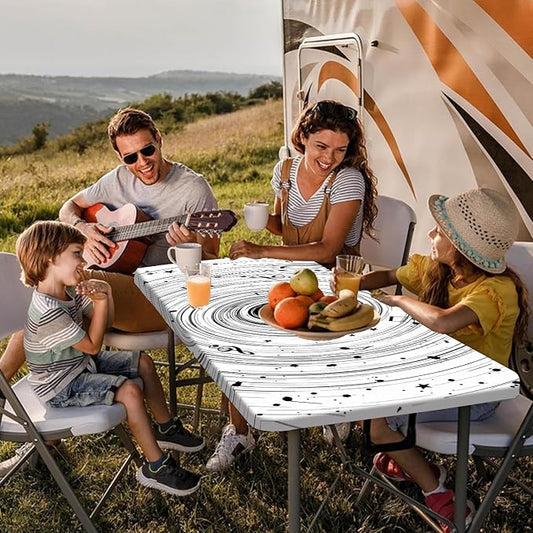 Picnic Table Cover with Bench Covers Camping Essentials Abstract Art Cosmic Vortex Pattern Waterproof Oilproof Fitted Camping Tablecloth Cover with Elastic Edge for Indoor Outdoor 3 PCS 30x72 Inch