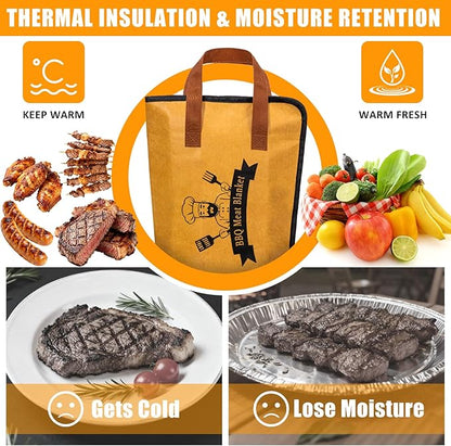 4PCS BBQ Blanket for Resting Meat, Grill Blanket with BBQ Tool Set, 17IN Reusable Smoker Meat Resting Blanket with Wide Mouth for Large Brisket Turkey, Ribs, Steak, Pork Shoulders