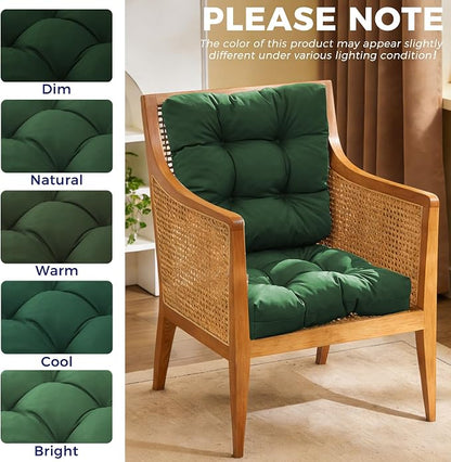 IASEAHK Outdoor Chair Cushions Set of 4, 19" x 19" x 5", Waterproof Outdoor Seat Cushions for Patio Furniture, Fade-Resistant Patio Chair Cushion, Dining Wicker Chair Pads for Porch Garden, Dark Green