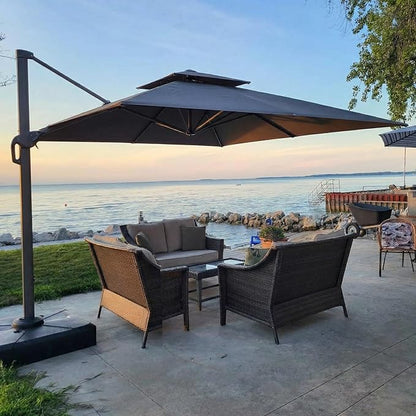 Hoteel Patio Umbrella - 10ft Cantilever Umbrella Outdoor for Patio, Offset Umbrellas with Double Top Vent, UV resistant, Large Table Umbrella on Clearance for Deck, Pool, Market, Backyard - Gray