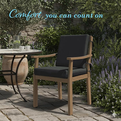 California Umbrella Outdoor Dining Chair, Patio Seat Cushion, 20 x 40 Inch, Premium Outdoor Memory Foam, Fade Resistant Sunbrella Fabric, Fabric Ties,Black
