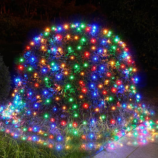 BlcTec Christmas Net Lights, 360 LED 9.8ft x 6.6ft Outdoor Christmas Lights with 8 Modes, UL Certified, Timer, Connectable, Waterproof for Bushes, Trees, Shrubs Yard Outdoor Xmas Decor, Multicolor