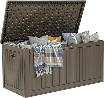 YITAHOME 320 Gallon Large Deck Box with Divider & Side Handles, Outdoor Double-Wall Storage for Patio Furniture Cushions, Garden Pool Accessories, Waterproof & Lockable