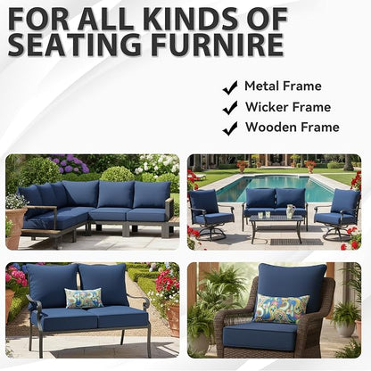Outdoor Seat Cushion Set 24 x 27.5 Inch,Olefin Deep Seat Patio Cushions,Patio Furniture Cushions with Removable Cover,Rain-Proof and Fade Resistant Deep Seat Bottom & Back Cushion with Pillow,1 Set