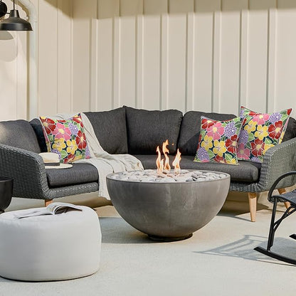 LVTXIII Outdoor Throw Pillow Covers Set of 2, Patio Waterproof Pillow Cases Fade Resistant Accent Pillow Covers for Home and Garden Furniture Decoration, 16x16, Flower Bloom
