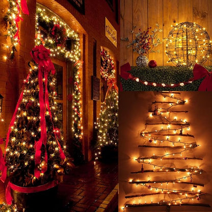 BrizLabs Steady & Twinkle Christmas Lights 100-ct Clear Mini Light String | Connectable; UL Certified; Incandescent String Lights Plugin,Warm White Lights Green Wire for Indoor Outdoor Holiday Tree