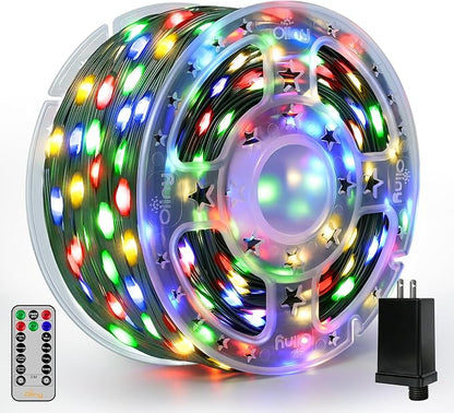 Ollny Christmas Lights 1000 LED 330 FT, IP67 Waterproof Plug in Christmas Tree Lights with Remote, 8 Modes, 3 Timers, Dimmable, House Xmas Indoor Decorations Outdoor Christmas Lights (Multicolored)
