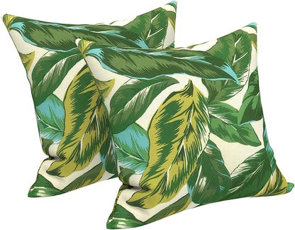 LVTXIII 2 Pack Outdoor Throw Pillow Covers for Patio Furniture, 16x16 Inch Square Pillow Case, Water-Repellent Cushion Covers for Garden, Porch, Sofa, Lush Leaf Jungle