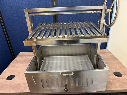 Santa Maria Grill Built in BBQ Cooking Grill -Argentine Barbecue V grate adjustable height- Tabletop model 28 &1/2 by 22 inch