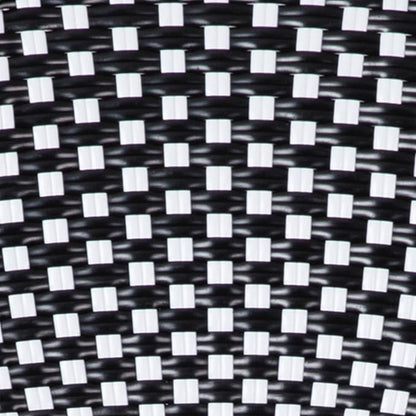 Flash Furniture Lourdes Indoor/Outdoor Commercial Thonet Bistro Stack Chair - Black/White PE Rattan Back and Seat - Black Metal Frame