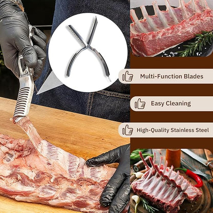 Stainless Steel Rib Membrane Remover Tool, Rib Prep Tool, BBQ Rib Skinner,for Effortless BBQ Rib Preparation Grilling and Cooking