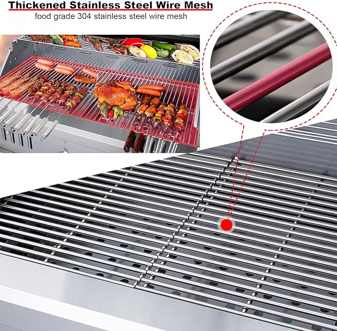 Built In Charcoal Grills Outdoor Kitchens,28-Inch Stainless Steel Charcoal bbq Grill Built In with Liftable Charcoal Tray,Insulated Hood, Temperature Gauge and Rain Fabric cover (Round Lid)