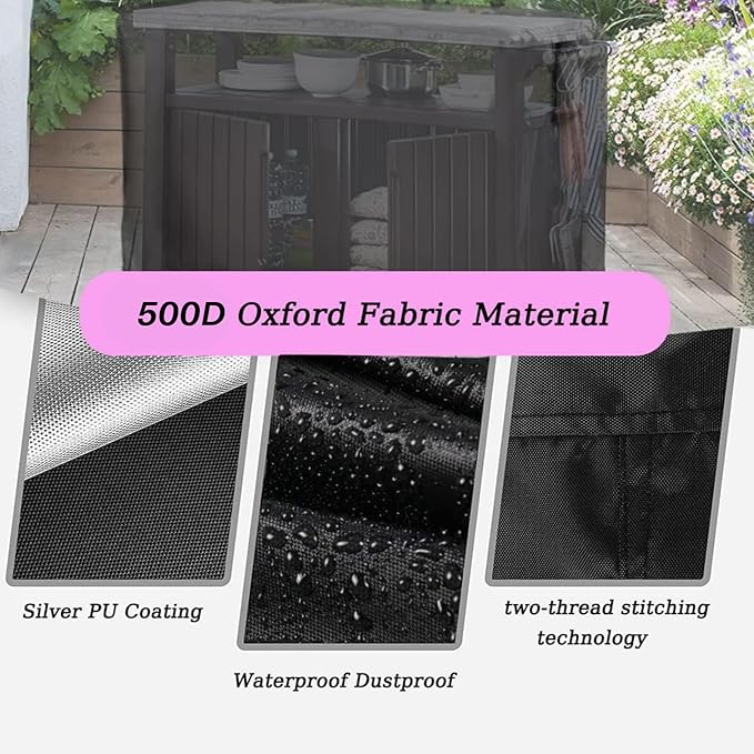 Prep Table Cover for Outdoor Bar Table, 72inch Outdoor BBQ Cart Cover Bar Tool Cart Covers Cooler Covers - 72"L×29"W×43"H, Black