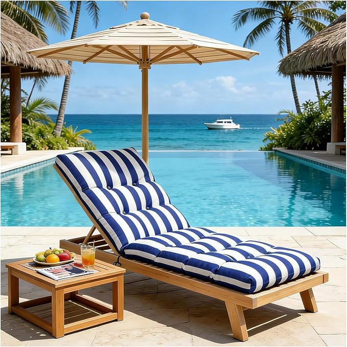 Outdoor Lounge Chair Cushions, 74.4 x 22 x 4.7 Inches Waterproof Fade Resistant Patio Cushion for Chaise Lounger