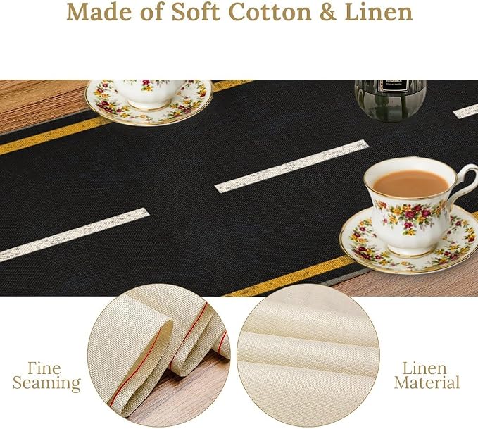 Railroad Track Aisle Table Runner Train Party Decorations Empty Highway Asphalt Road, Empty Highway Black Asphalt Road Theme Tablecloth Runner Table for Kitchen CoffeeTea Table Dinner Room 13x108in