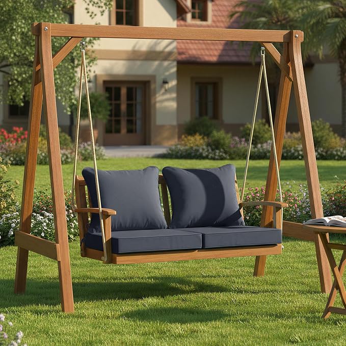 Summsun Patio Chair Cushions Set of 2, 24 x 24 Inch, Dark Grey | Backrest & Deep Seat Cushion, Water Resistant, Removable Cover, Replacement Cushions Pad for Patio Furniture, Garden