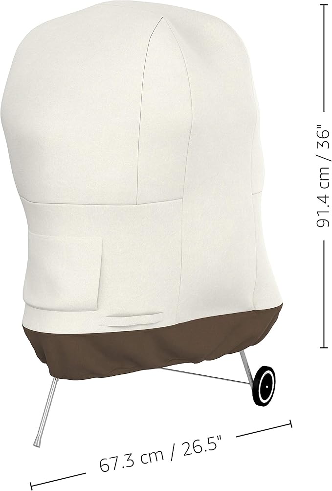 Amazon Basics Weather Resistant Kettle Grill Cover, Durable Polyester Fabric, Secure Straps, 26.5 x 36 inches