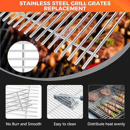 7637 7MM Grill Parts for Weber Spirit 200 & GS4 Spirit II 200 Series with Front-Mounted Control, Spirit E210, E220, S210, S215, 17.5'' SUS304 Stainless Steel Grates for Weber 7637