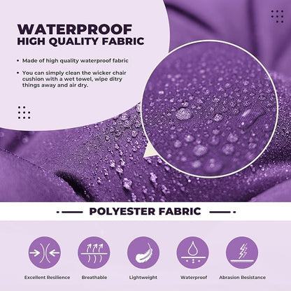 DANGHOOGY Wicker Chair Cushions, Waterproof Outdoor Loveseat Cushions for Patio Furniture, 3 Pieces Wicker Furniture Cushions, 1 Loveseat and 2 U-Shaped Cushions, Purple