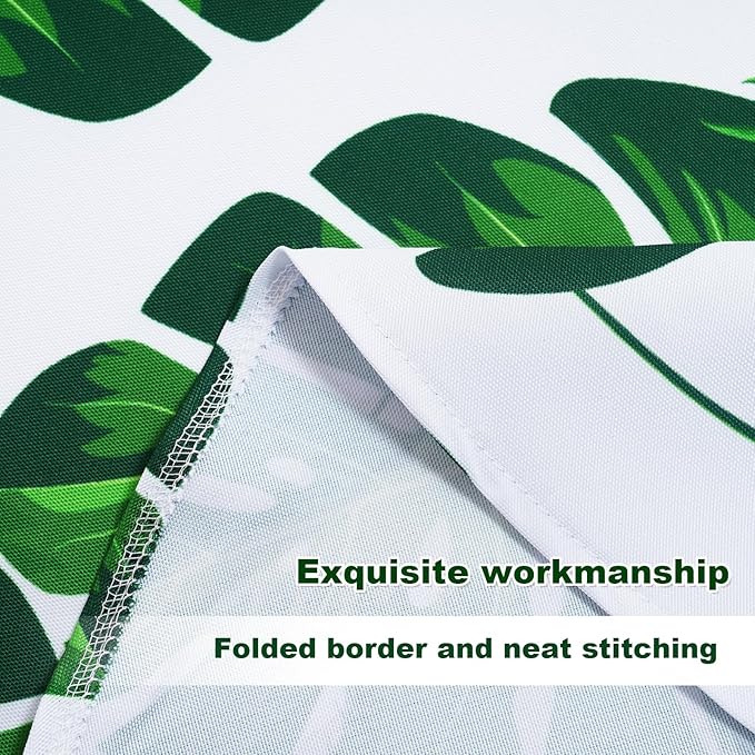 SquarePie 70 Inch Round Outdoor Tablecloth with Umbrella Hole and Zipper - Waterproof Spillproof Polyester Patio Table Cloth for Picnic Backyard, Palm Leaf
