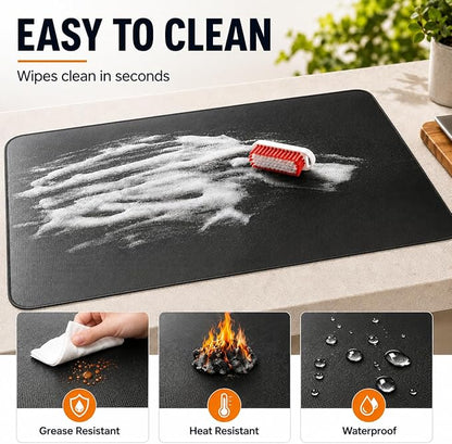 FLASLD Fireproof & Waterproof Under Blackstone Griddle BBQ Mat, Heat Resistant Grill Mats for Outdoor Grill to Protect Your Prep Table and Outdoor Grill Table - Black (Black, 24 x 31in)