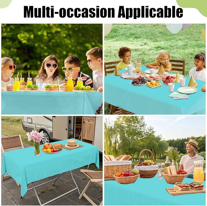 Smiry Disposable Table Cloth - 6 Pack, 54 x 78 Inch Waterproof Rectangle Tablecloths for Parties, Decorative Plastic Table Cover, Leakproof & Sturdy, Teal