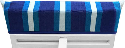 COTTON CRAFT Pool Lounge Chair Cover - 2 Pack - Soft Absorbent 100% Cotton Stripe Dobby Terry Towel Chaise Lounge Beach Chair Cover - Oversized 32 W x 82 Length x 7 inch Pocket – Blue