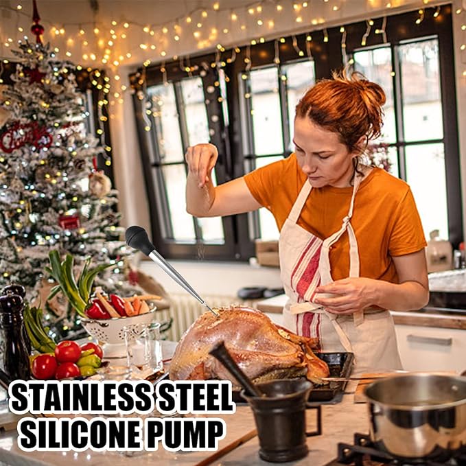 Turkey Baster Syringe Turkey Injector Cooking Seasoning Pump Commercial Grade Roast Duck Turkey Roast Cream Pump