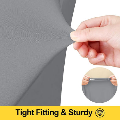 Smiry 2 Pack Spandex Elastic Fitted Table Cloth Skirt for 8FT Table | Stretch Washable Table Cloth, Banquet Table Cover for Wedding, Party, Indoor & Trade Shows, (Grey, 96Lx30Wx30H)