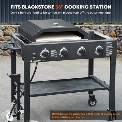 Stanbroil Pizza Oven Attachment for Blackstone 36 Inch Griddle | 17.7" x 13.7" Pizza Stone, Side Panels & Temperature Gauge, Outdoor Pizza Cooking Upgrade
